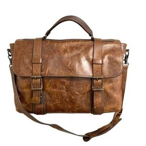 FRYE AND CO. Amazing Rustic Brown Leather Logan Messenger Bag Unisex